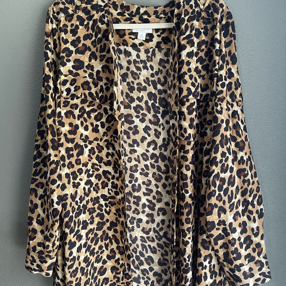 Charter Club Animal Print Blouse - Brown and Black